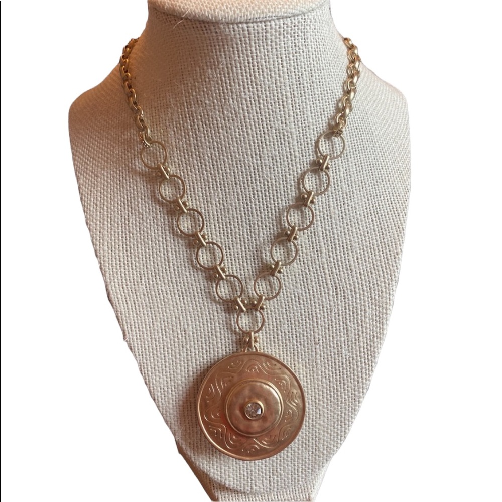 Chico’s Reversible Medallion Gold Necklace